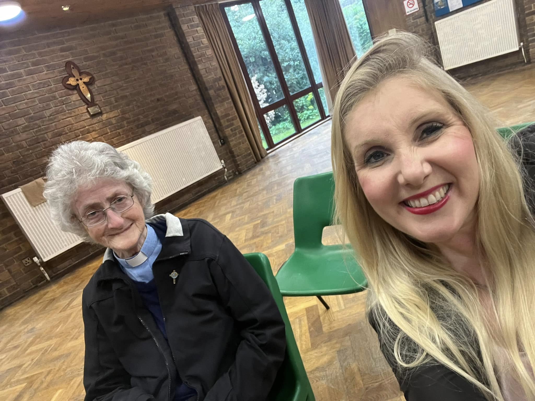 Vicky Clark with an older guest